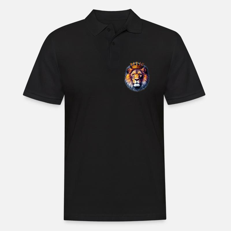 Löwe - Männer Poloshirt - Schwarz