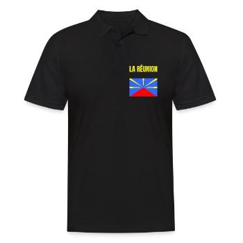 T-shirt drapeau La Réunion volcan - Polo Homme - noir - Devant - Kai (181cm)