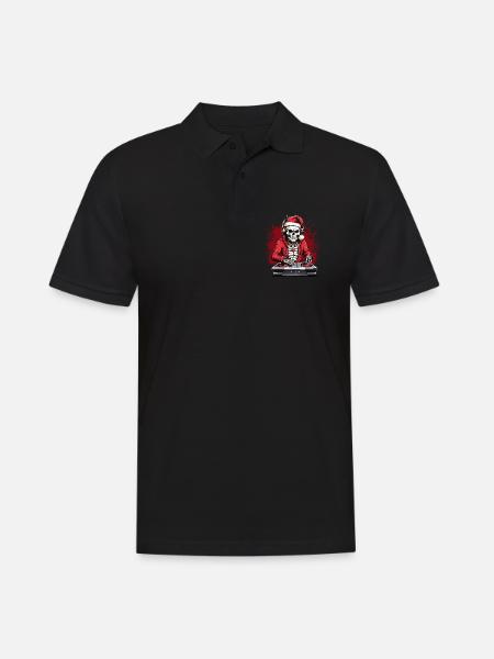 X-mas Skull-Dj - Männer Poloshirt - Schwarz