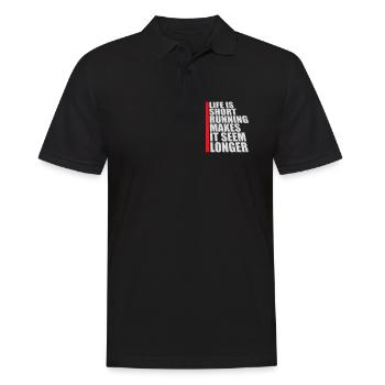 Life Is Short Running Makes It Seem Longer Lustig  - Männer Poloshirt - Schwarz - Vorne - Kai (181cm)