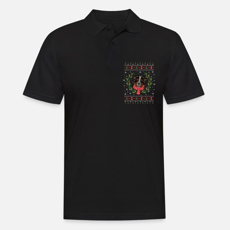 Australian Shepherd hässlicher Weihnachtspullover - Männer Poloshirt - Schwarz