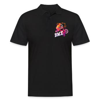 BMX Fahrrad Biker Stunt Trick Freestyle Sport - Männer Poloshirt - Schwarz - Vorne - Kai (181cm)