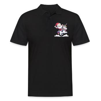 Weihnachtsmann reitet auf Einhorn - Männer Poloshirt - Schwarz - Vorne - Kai (181cm)