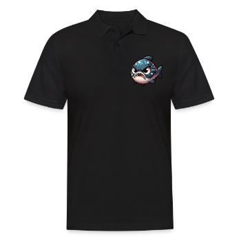 cute angry Piranha - Männer Poloshirt - Schwarz - Vorne - Kai (181cm)