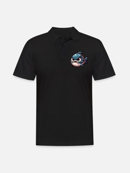 cute angry Piranha - Männer Poloshirt - Schwarz