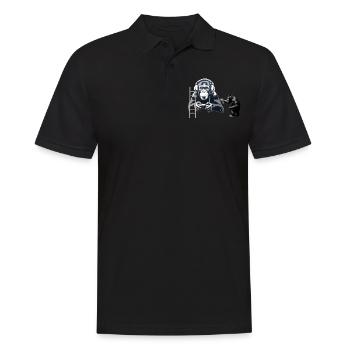 GRAFFITI BANKSY STYLE - CHIMP PLAYING COMPUTER GAM - Men's Polo Shirt - black - Front - Kai (181cm)