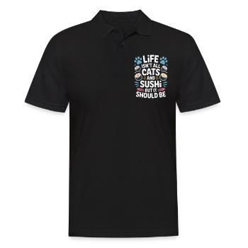 Sushi Katzen Japan Lustiges Kawaii Sushi Geschenk - Männer Poloshirt - Schwarz - Vorne - Kai (181cm)