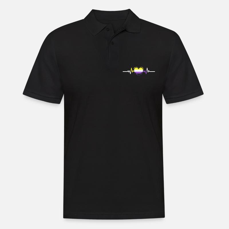 Nonbinary Pride Heartbeat Nonbinary Pride - Men's Polo Shirt - black