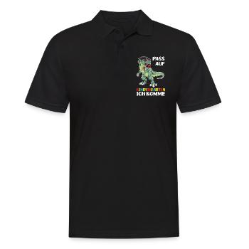 Kindergarten Dinosaurier Kindergartenanfänger - Männer Poloshirt - Schwarz - Vorne - Kai (181cm)