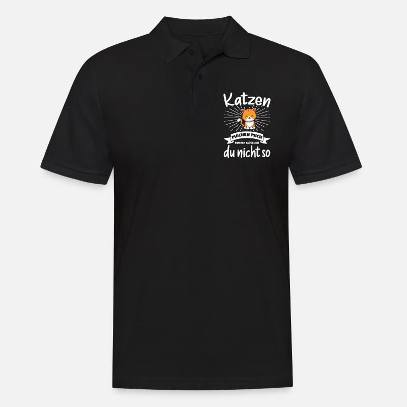 Katze Tier Katzenfreunde Geschenk - Männer Poloshirt - Schwarz