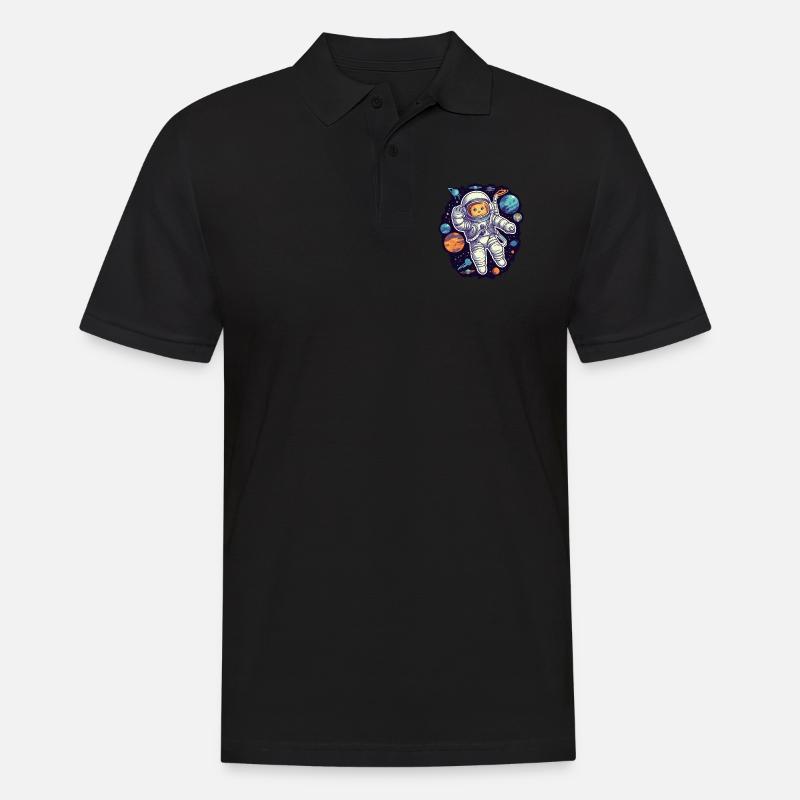 Katze Space Astronaut - Männer Poloshirt - Schwarz