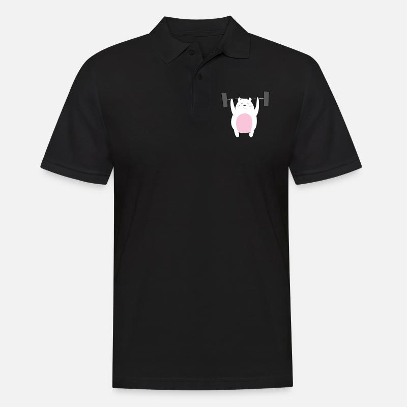 Gewichtheben - Eisbär hebt Gewichte - Männer Poloshirt - Schwarz