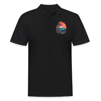 Japanischer Drache am Mount Fuji mit Kirschblüten - Männer Poloshirt - Schwarz - Vorne - Kai (181cm)