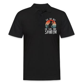 Saufen katze Wein Alkohol Party - Männer Poloshirt - Schwarz - Vorne - Kai (181cm)
