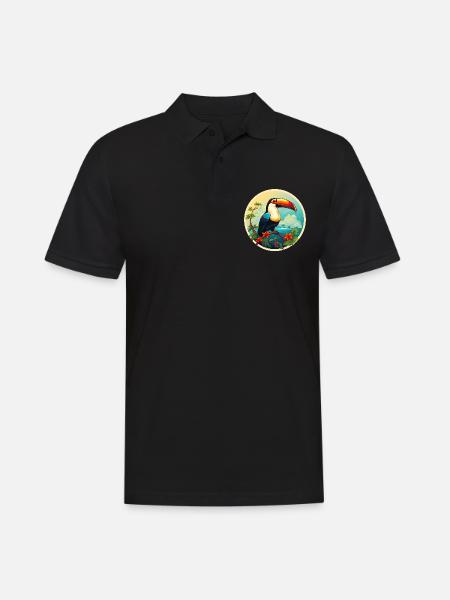 Toucan sur la plage - Polo Homme - noir