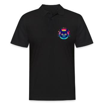 Flat Icon Cat Rainbow - Männer Poloshirt - Schwarz - Vorne - Kai (181cm)