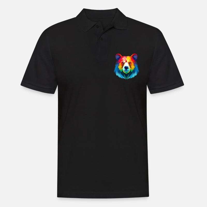 bunter Bär - Männer Poloshirt - Schwarz