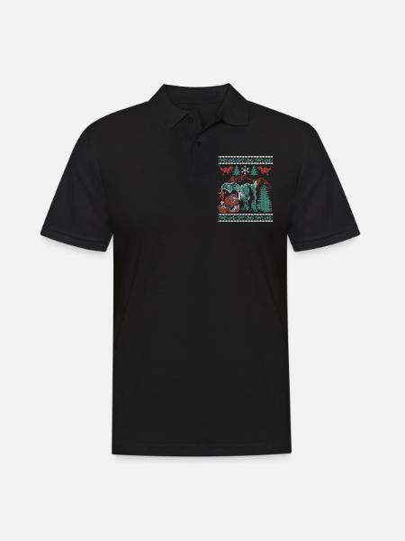 Dinosaur Christmas Meat Eating Dino Gift - Men's Polo Shirt - black