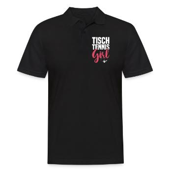 Table tennis girl saying with table tennis bat - Men's Polo Shirt - black - Front - Kai (181cm)