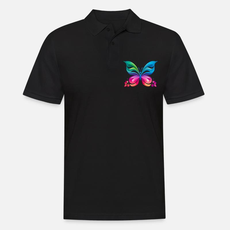 Regenbogen Schmetterling - Männer Poloshirt - Schwarz