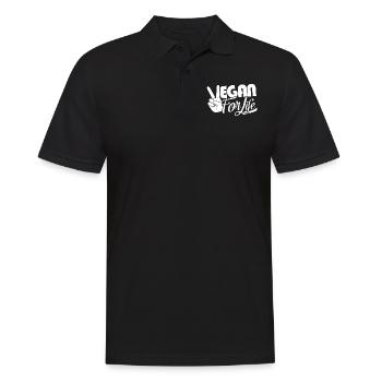 Vegan T-shirt - Vegan for Life - Polo Homme - noir - Devant - Kai (181cm)