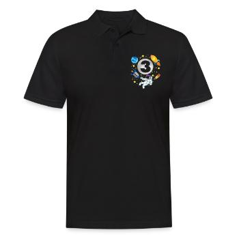 Astronaut | Space | 3th Bday | 3 Years Old Bday - Männer Poloshirt - Schwarz - Vorne - Kai (181cm)