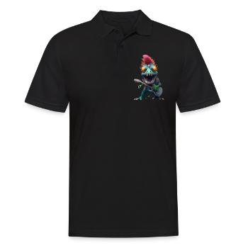 Dinosaurier Musiker Dino Gitarre Metal - Männer Poloshirt - Schwarz - Vorne - Kai (181cm)