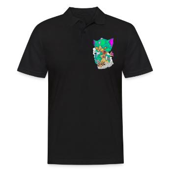 Katze Kitten Monster Cat - Men's Polo Shirt - black - Front - Kai (181cm)