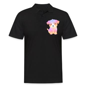 Chien scintillant mignon - chiot coloré - kawaii - Polo Homme - noir - Devant - Kai (181cm)