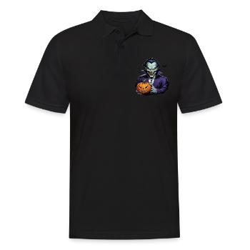 Halloween - Vampire Bloodsucker Horror with Pumpkin - Men's Polo Shirt - black - Front - Kai (181cm)