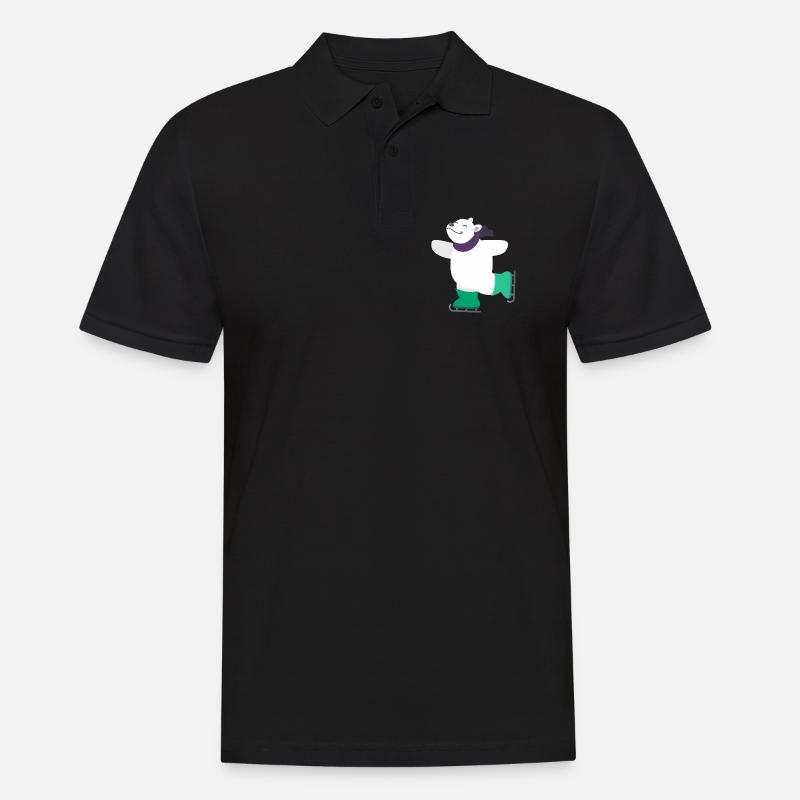 Kindermotiv Tiershirt Geschenkidee Eisbär auf Eis - Männer Poloshirt - Schwarz