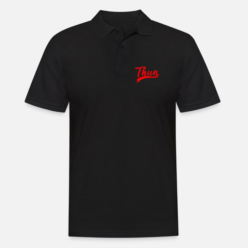 Thun Script Rot Logo - Männer Poloshirt - Schwarz