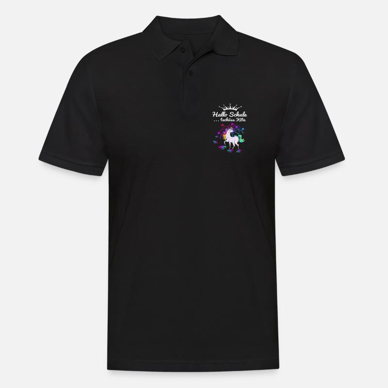 Einhorn Einschulung - Männer Poloshirt - Schwarz