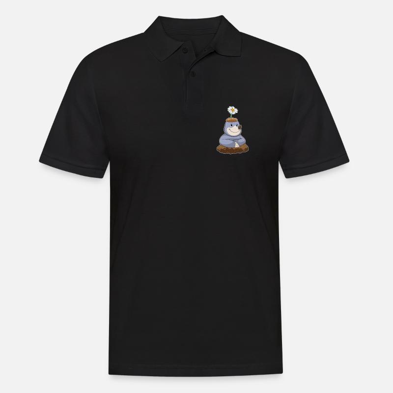 Maulwurf Gänseblümchen - Männer Poloshirt - Schwarz