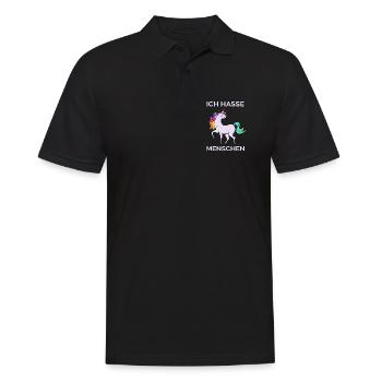 ICH HASSE MENSCHEN EINHORN - Männer Poloshirt - Schwarz - Vorne - Kai (181cm)
