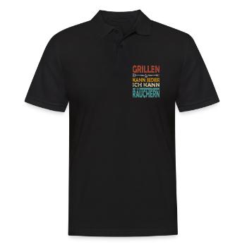 GRILLEN KANN JEDER ICH KANN RÄUCHERN - Männer Poloshirt - Schwarz - Vorne - Kai (181cm)