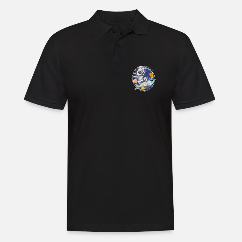 Garçon astronaute dans l’espace avec des fusées - Polo Homme - noir