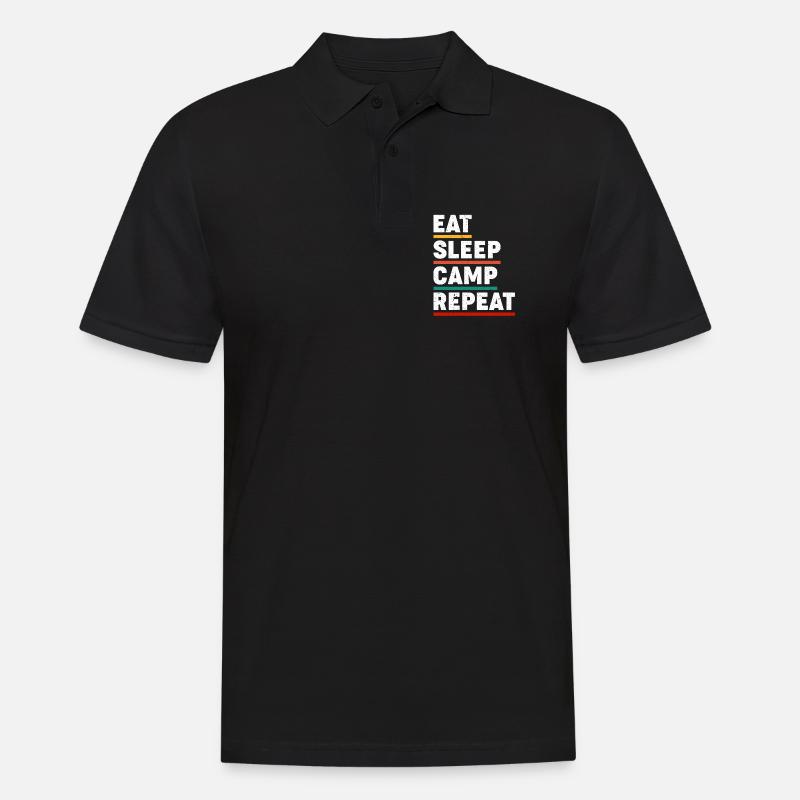 Eat Sleep Camp Repeat - Männer Poloshirt - Schwarz
