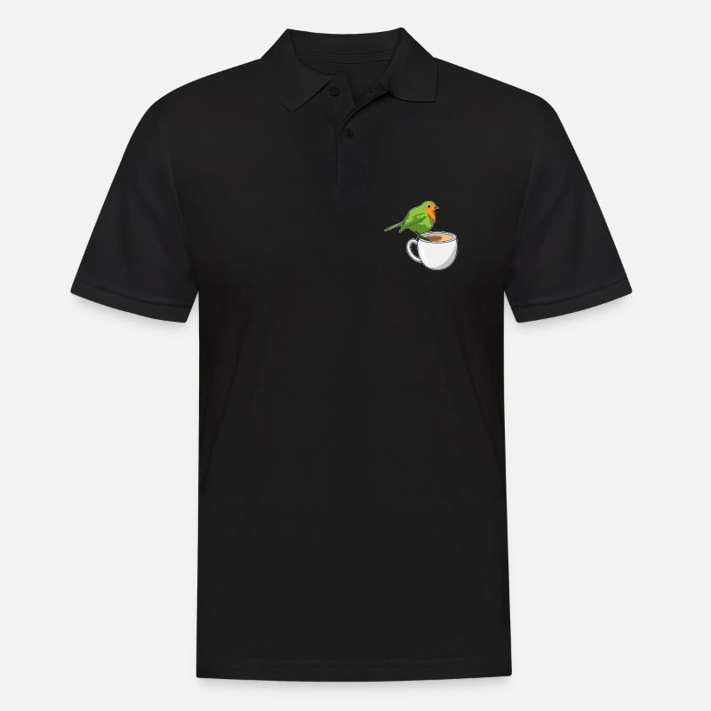 Vogel Kaffee Tasse - Männer Poloshirt - Schwarz