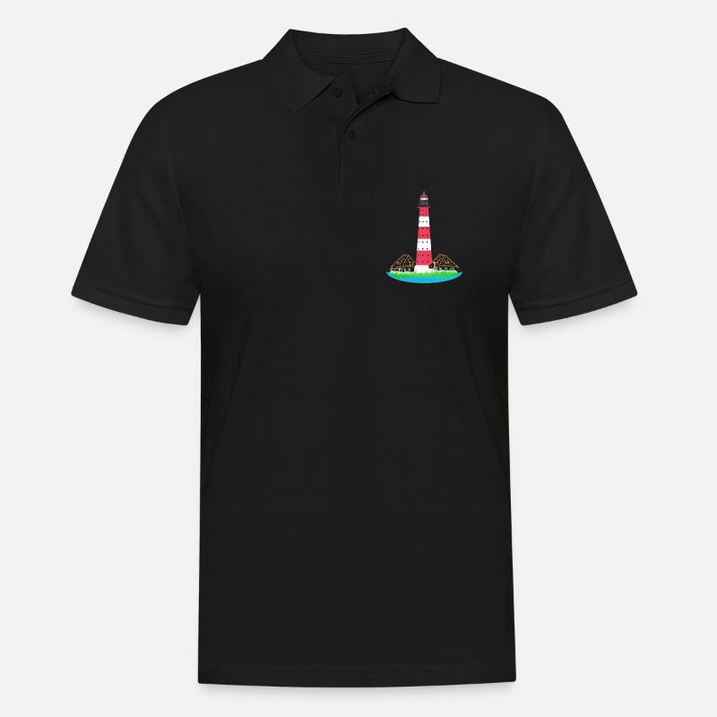 Leuchtturm Westerheversand, ohne Text, Nordsee - Männer Poloshirt - Schwarz
