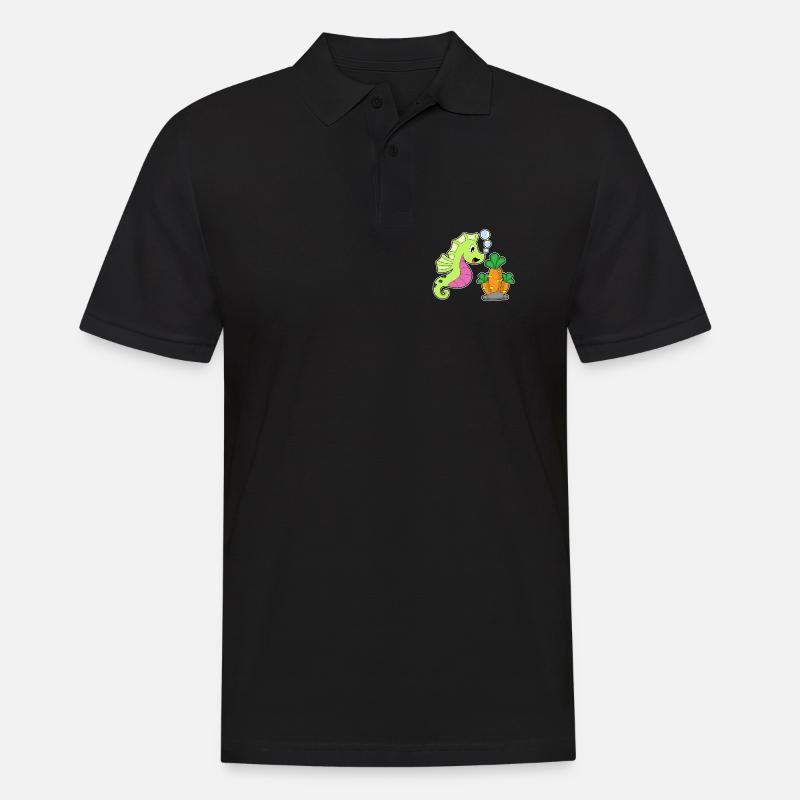 Seepferdchen Karotte - Männer Poloshirt - Schwarz