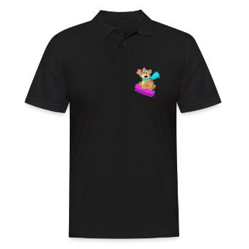 Bear Snowboarder Snowboard - Men's Polo Shirt - black - Front - Kai (181cm)