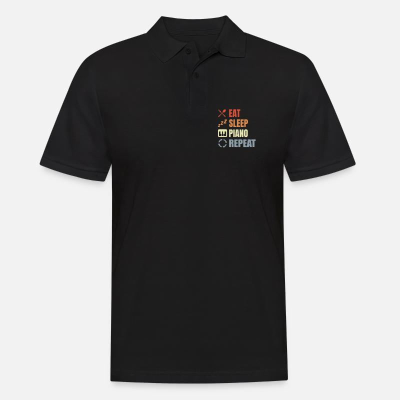 Manger Sleeping Piano Répéter - Polo Homme - noir