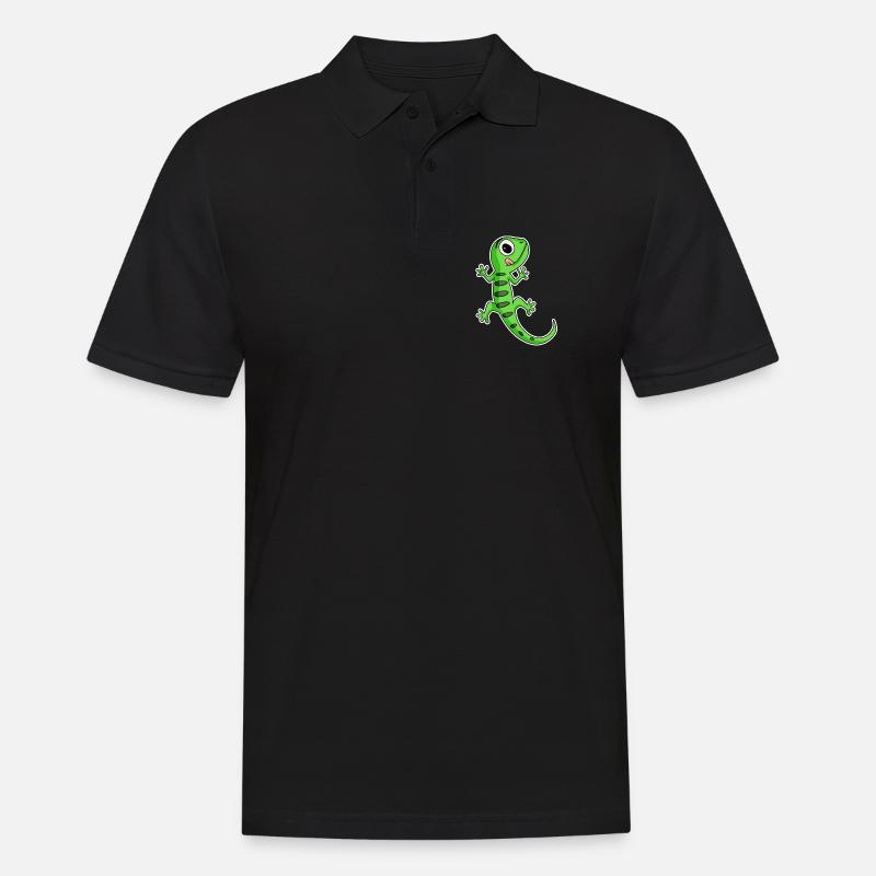 Gecko Eidechse - Männer Poloshirt - Schwarz