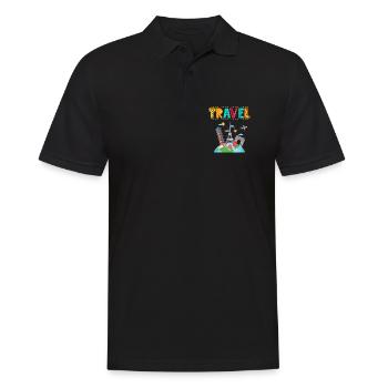 Voyage - Idée cadeau pour les amoureux des voyages - Polo Homme - noir - Devant - Kai (181cm)