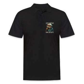Katze Ich Muss Gar Nichts Nein Nö Faulenzer Katzen - Männer Poloshirt - Schwarz - Vorne - Kai (181cm)