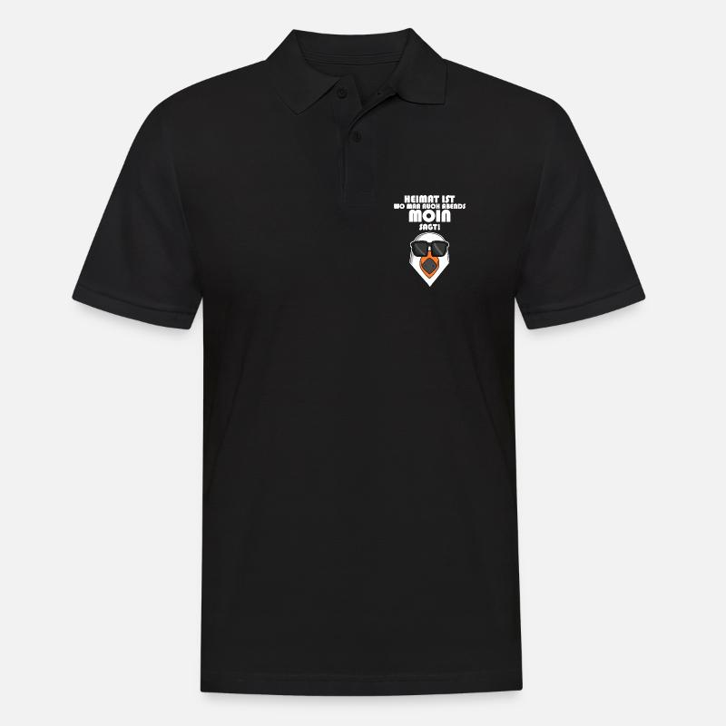 Plattdeutsch Spruch Moin Möwe Nordsee - Männer Poloshirt - Schwarz
