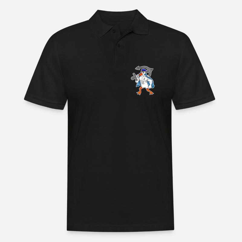 Nordsee Möwe mit Anker - Männer Poloshirt - Schwarz