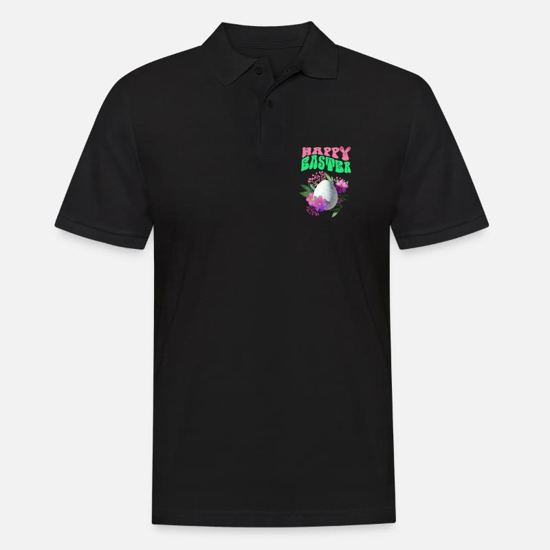 Frohe Ostern Osterei Blumenkunst - Männer Poloshirt - Schwarz