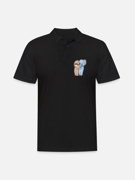 Sloth and koala hugging - hug - Men's Polo Shirt - black